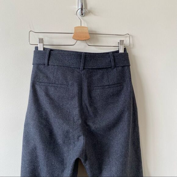 Aritzia-Wilfred Dark Grey Wool Blend Tie Front Ankle Pants (Size:4) - Picture 8 of 13